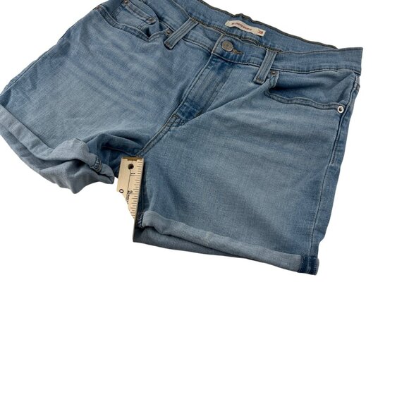Levis Women's Mid Length Denim Shorts Size 28 Light Blue Stretch - Picture 6 of 7